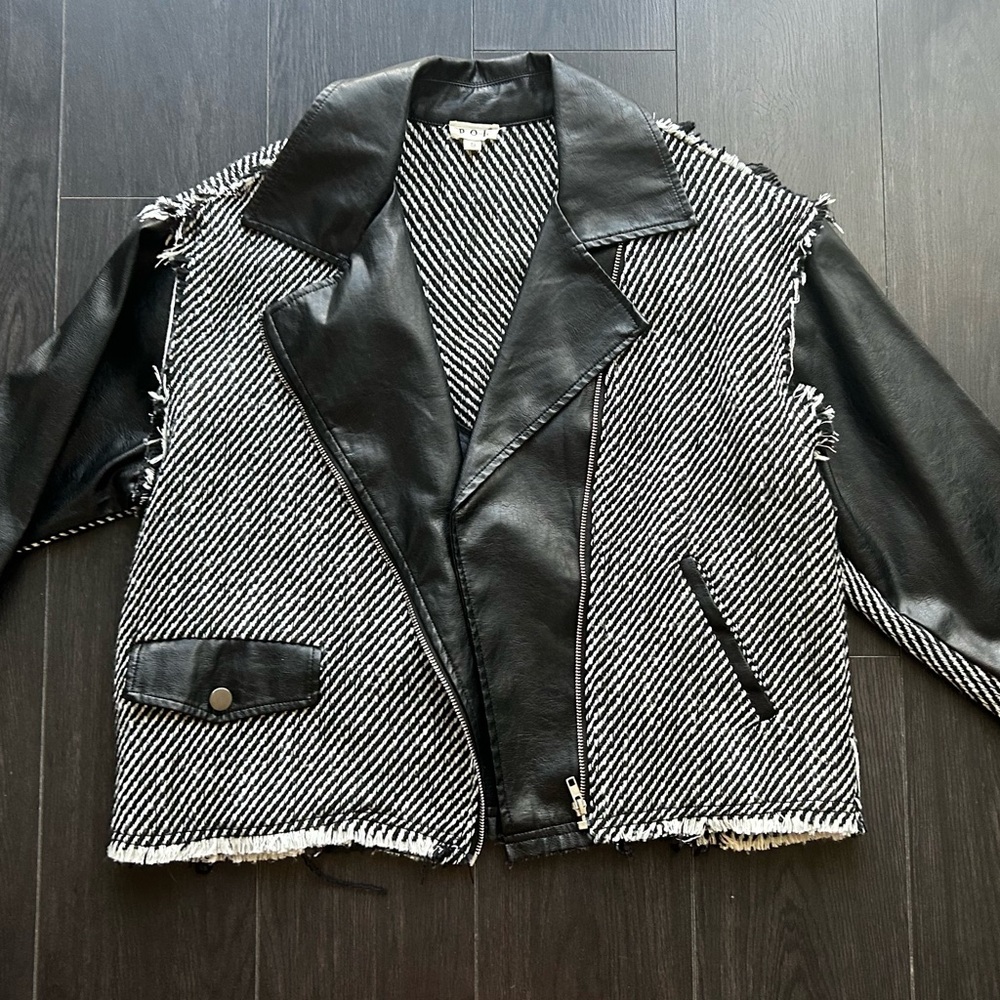 POL Black and White Leather Jacket